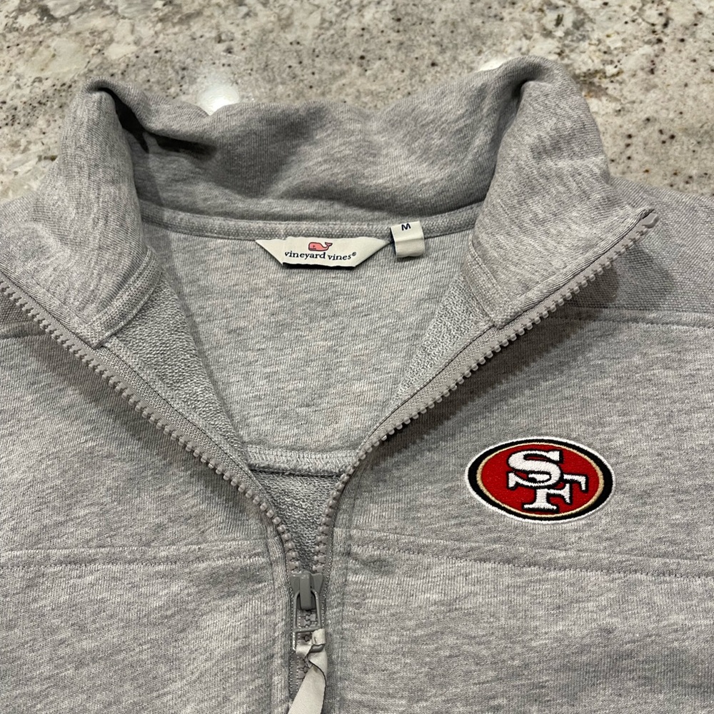 San Francisco 49ers embroidered logo vineyard vines W M 1/4 zip sweatshirt